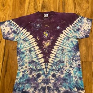 Vintage Galaxy Tie-Dye Graphic Tee - Purple & Blue XL